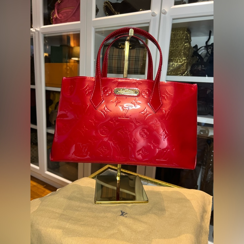 Red Louis Vuitton Monogram Vernis Wilshire PM Tote